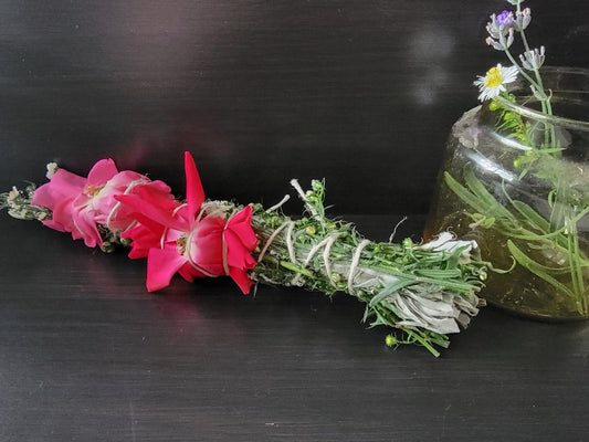 White Sage, Fleabane and Rose cleansing stick