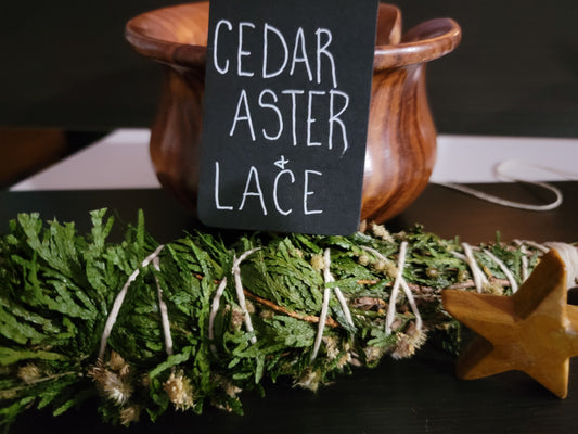 White Cedar, White Aster, and Queen Anne's Lace Cleansing Wand